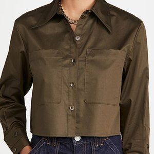 NWOT Tibi Cropped Olive Shirt